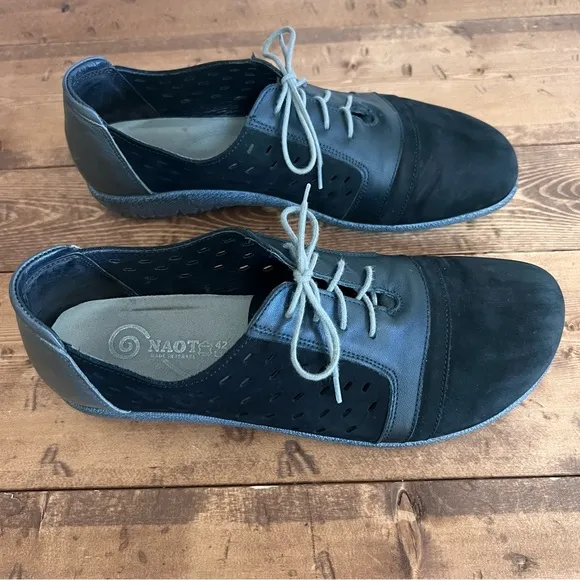 NAOT Womens Lalo Black Perforated Sneaker Oxford Shoe Size 42 Comfort Lace up 11