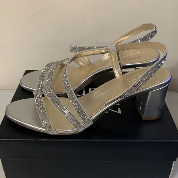 Naturalizer Women Vanessa2 Rhinestone Silver Strappy Heeled Sandal, Size…