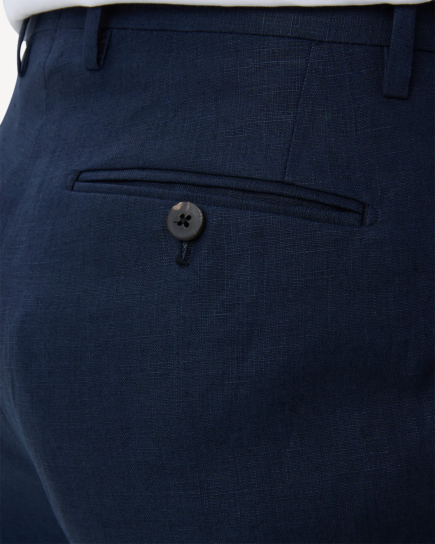 Navy Double Pleat Linen Trousers
