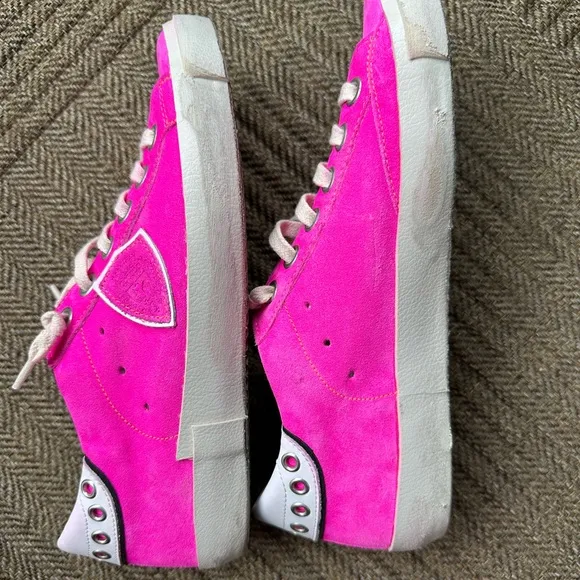 Neon Pink Women's Philippe Model leather sneakers