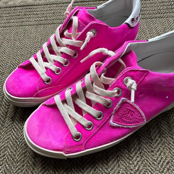 Neon Pink Women's Philippe Model leather sneakers