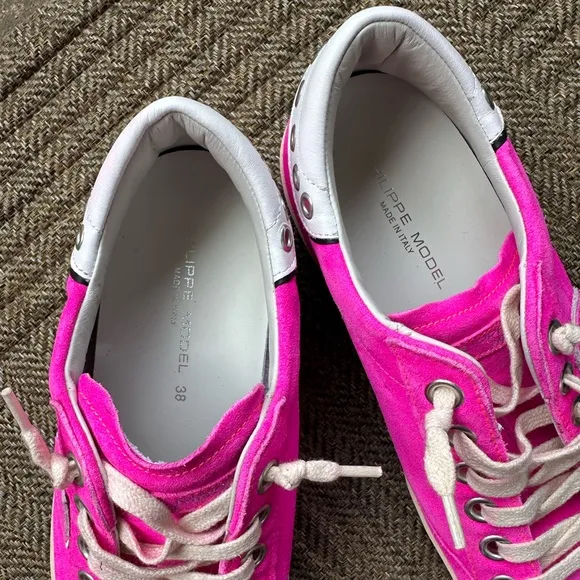 Neon Pink Women's Philippe Model leather sneakers