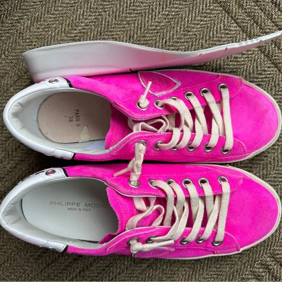 Neon Pink Women's Philippe Model leather sneakers