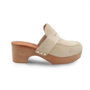 NEW André Assous Soraya Suede Clog Loafer Mule Ivory Size 10