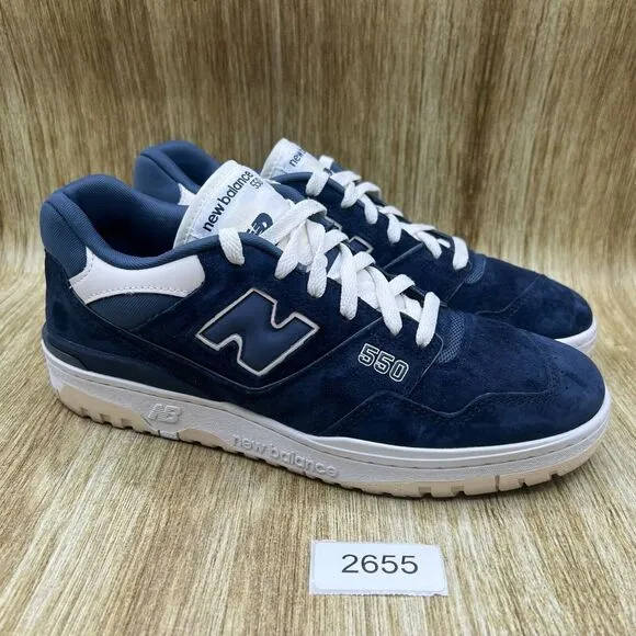New‎ Balance 550 Men's Size 9.5 D Suede Indigo Navy Blue Sneakers Shoes BB550SLA