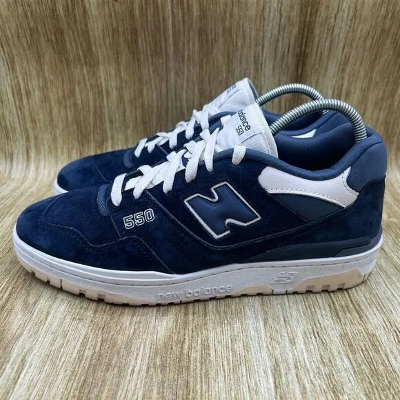 New‎ Balance 550 Men's Size 9.5 D Suede Indigo Navy Blue Sneakers Shoes BB550SLA