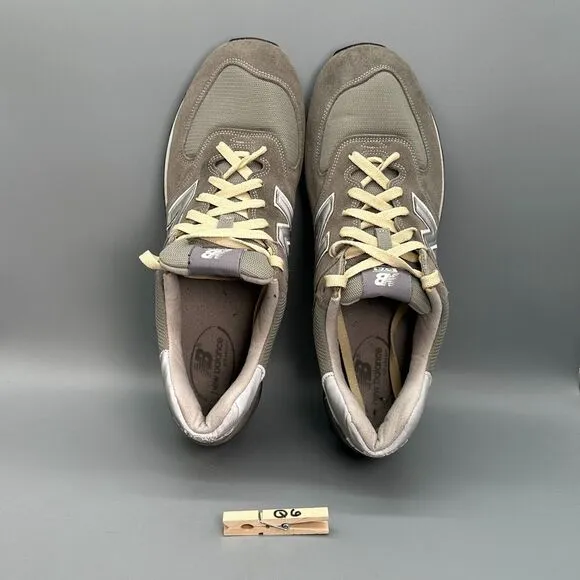 New Balance 574 Men's 14 Grey Suede Athletic Shoes Lace-Up Round Toe Sneakers