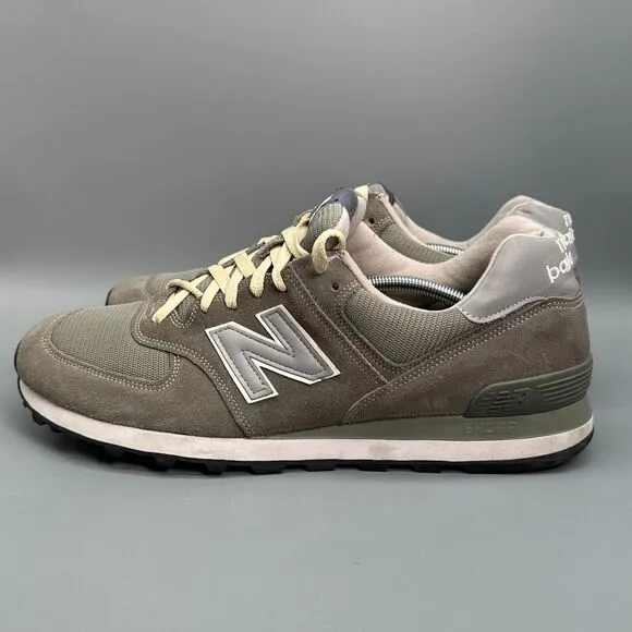 New Balance 574 Men's 14 Grey Suede Athletic Shoes Lace-Up Round Toe Sneakers