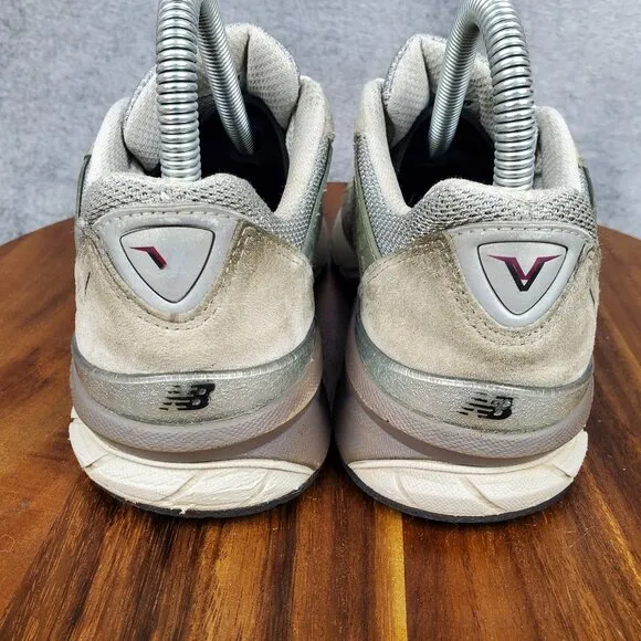 New Balance 990v5 Shoes Youth 4.5 Gray White Suede Leather Athletic Sneakers