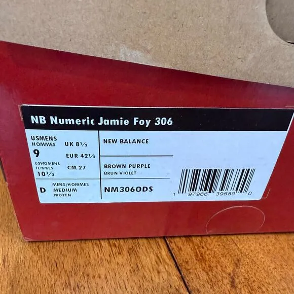 New Balance Numeric Jamie Foy 306 Skateboard Shoes Brown Suede Mens 9D (EU 42.5)