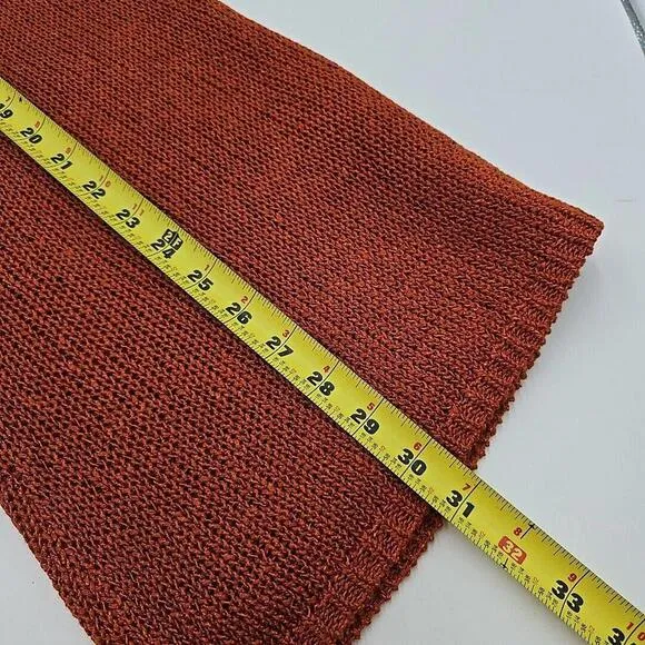 NEW BCBGMaxazria Open Knit Tunic Sweater Size XL Copper Embellished Rust
