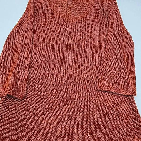 NEW BCBGMaxazria Open Knit Tunic Sweater Size XL Copper Embellished Rust