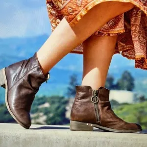 NEW BEEK Leather Quail Booties chocolate for women 1065tn