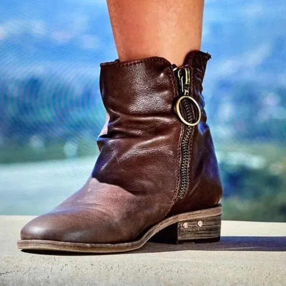 NEW BEEK Leather Quail Booties chocolate for women 1065tn