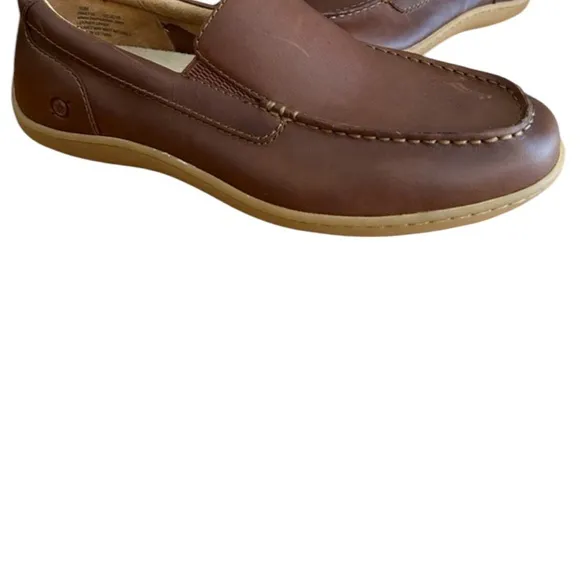 New Born Men’s Whiskey Brown Leather Slip-On Loafers Size 13 Comfort Moc Toe