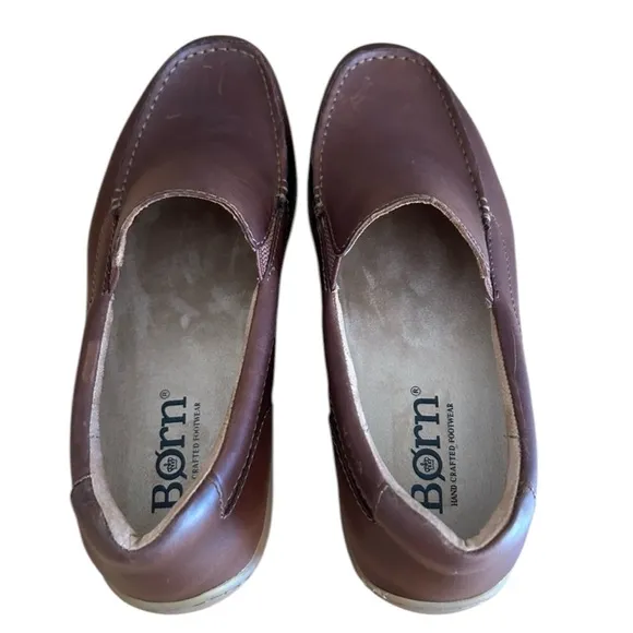 New Born Men’s Whiskey Brown Leather Slip-On Loafers Size 13 Comfort Moc Toe