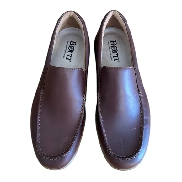 New Born Men’s Whiskey Brown Leather Slip-On Loafers Size 13 Comfort Moc Toe