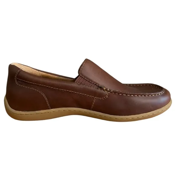 New Born Men’s Whiskey Brown Leather Slip-On Loafers Size 13 Comfort Moc Toe
