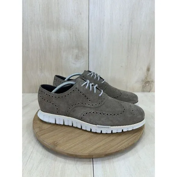 NEW Cole Haan Zerogrand Remastered Truffle Brown Suede Wingtip Shoes Mens 10.5