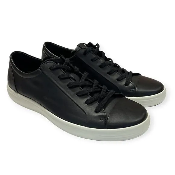 NEW ECCO Soft 7 Leather City Sneaker MENS EU 46 US 12-12.5 Black Shoes NIB