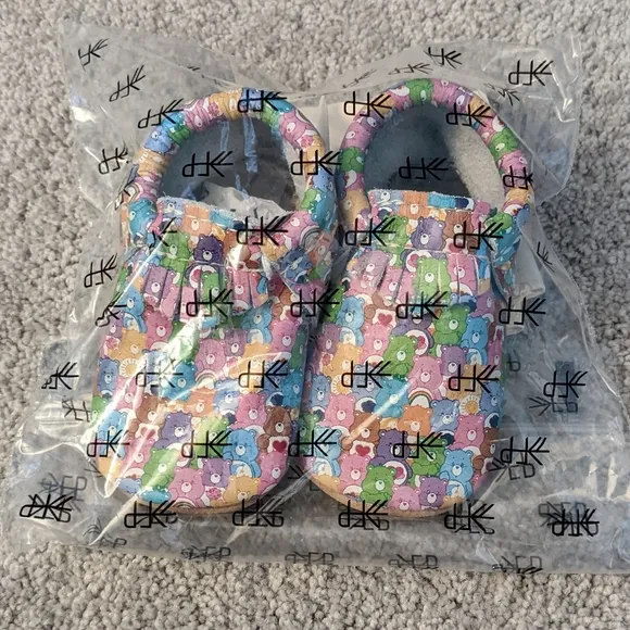 NEW Freshly Picked Care Bear Stare City Moccasins, 4