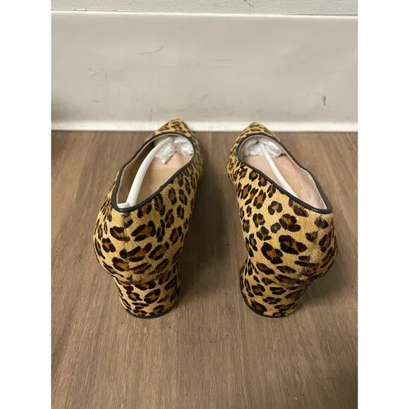 New In Box Ally NYC Shoes Leopard Suede Lower Block Heel, Fierce Sz 9.5