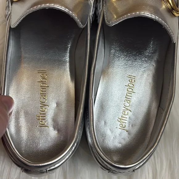 NEW In Box Jeffrey Campbell Silver And Gold Addie Bit Loafers Size 5