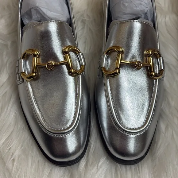 NEW In Box Jeffrey Campbell Silver And Gold Addie Bit Loafers Size 5