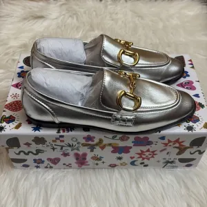 NEW In Box Jeffrey Campbell Silver And Gold Addie Bit Loafers Size 5