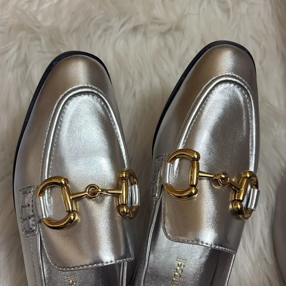 NEW In Box Jeffrey Campbell Silver And Gold Addie Bit Loafers Size 5