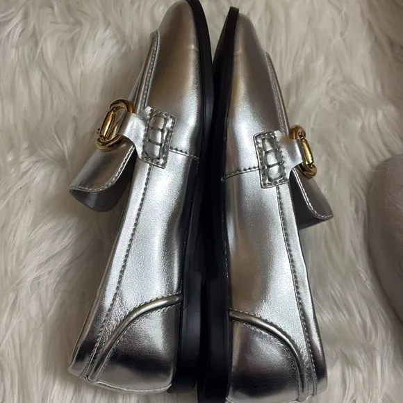 NEW In Box Jeffrey Campbell Silver And Gold Addie Bit Loafers Size 5