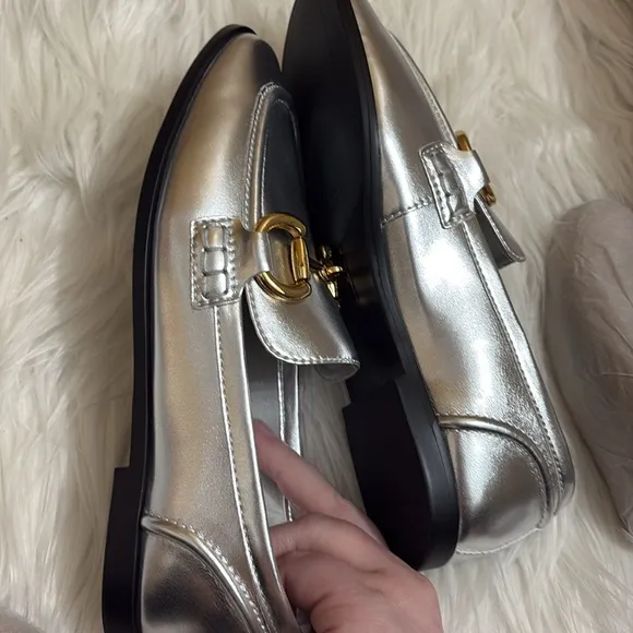NEW In Box Jeffrey Campbell Silver And Gold Addie Bit Loafers Size 5