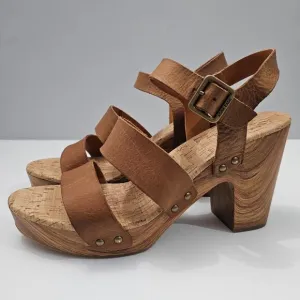 NEW Kork Ease Della Sandal Platform Heel Slingback Brown Leather Size 11