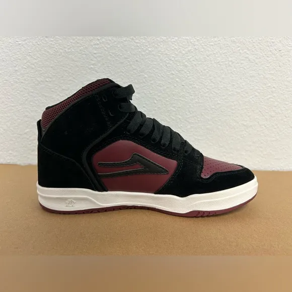NEW! Lakai Skateboard Shoes Sneakers Telford Black/Burgundy Suede Size 4 Youth
