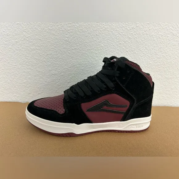 NEW! Lakai Skateboard Shoes Sneakers Telford Black/Burgundy Suede Size 4 Youth