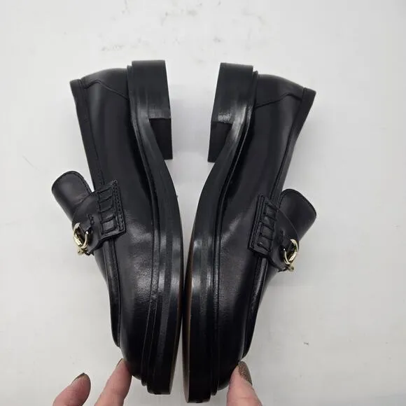 New MADEWELL Size 7 The Vernon Bit Hardware Loafers shoes Leather Black NN868