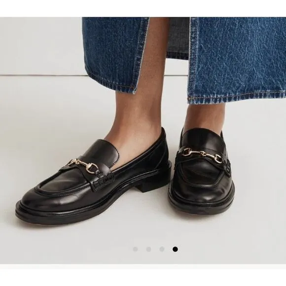 New MADEWELL Size 7 The Vernon Bit Hardware Loafers shoes Leather Black NN868