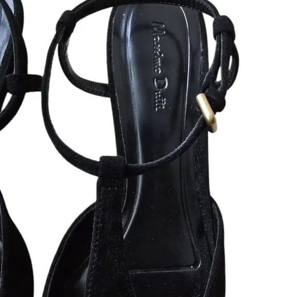 NEW Massimo Dutti Black SuedeSlingback High-Heel Shoes