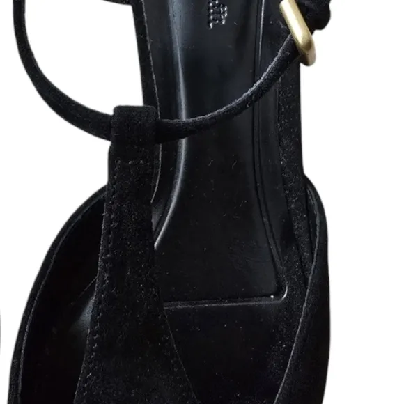 NEW Massimo Dutti Black SuedeSlingback High-Heel Shoes