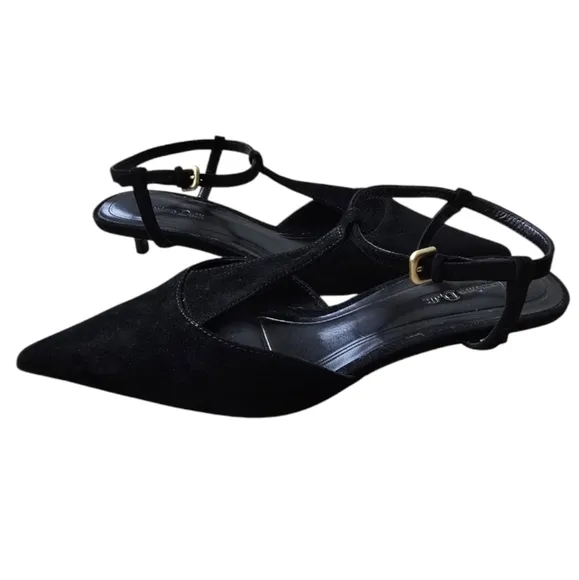 NEW Massimo Dutti Black SuedeSlingback High-Heel Shoes