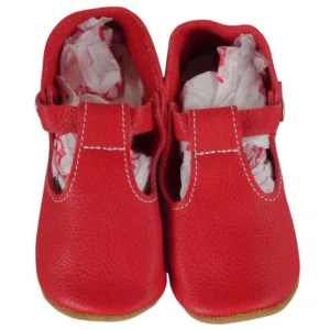 New Mon Petit Red Leather Mary Jane T-Strap Toddler 7 Shoes Soft Sole Handmade