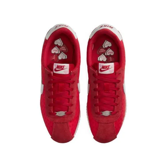 NEW NIKE kid's cortez hearts sneakers in lightt crimson/summit white-fire red