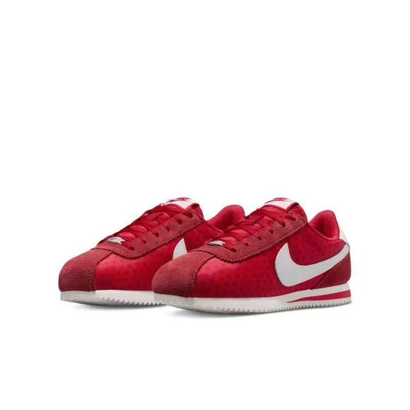 NEW NIKE kid's cortez hearts sneakers in lightt crimson/summit white-fire red