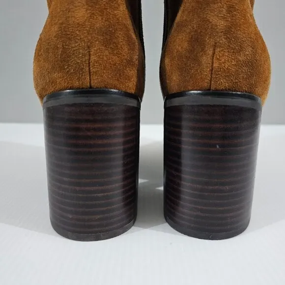 NEW Paige Christie Heeled Ankle Boot Lace Up Brown Suede Size 8.5