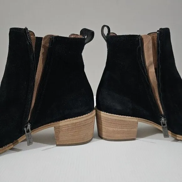 NEW Paul Green Sante Zip Ankle Bootie Western Black Suede UK Size 6