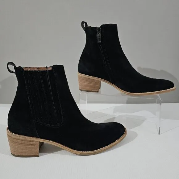NEW Paul Green Sante Zip Ankle Bootie Western Black Suede UK Size 6