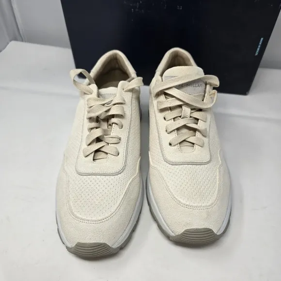 New Peter Millar Wayfare Runner Shoes Men's Size 9 Ivory Suede Leather MS24XF80.