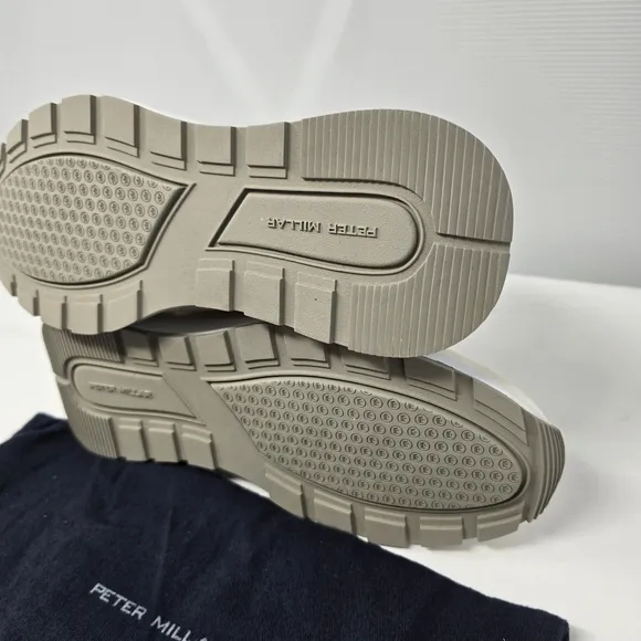 New Peter Millar Wayfare Runner Shoes Men's Size 9 Ivory Suede Leather MS24XF80.