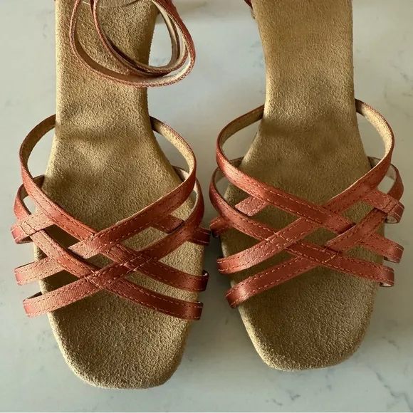New Ray Rose Satin Dance Salsa Tango Shoes Size: 4 1/2 UK / 7 US