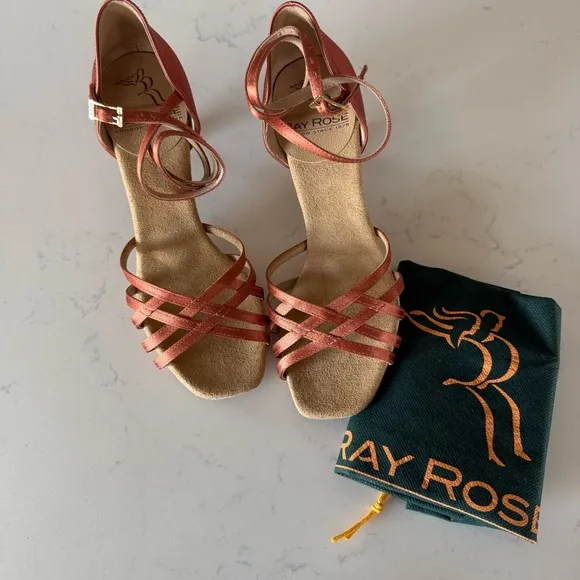 New Ray Rose Satin Dance Salsa Tango Shoes Size: 4 1/2 UK / 7 US
